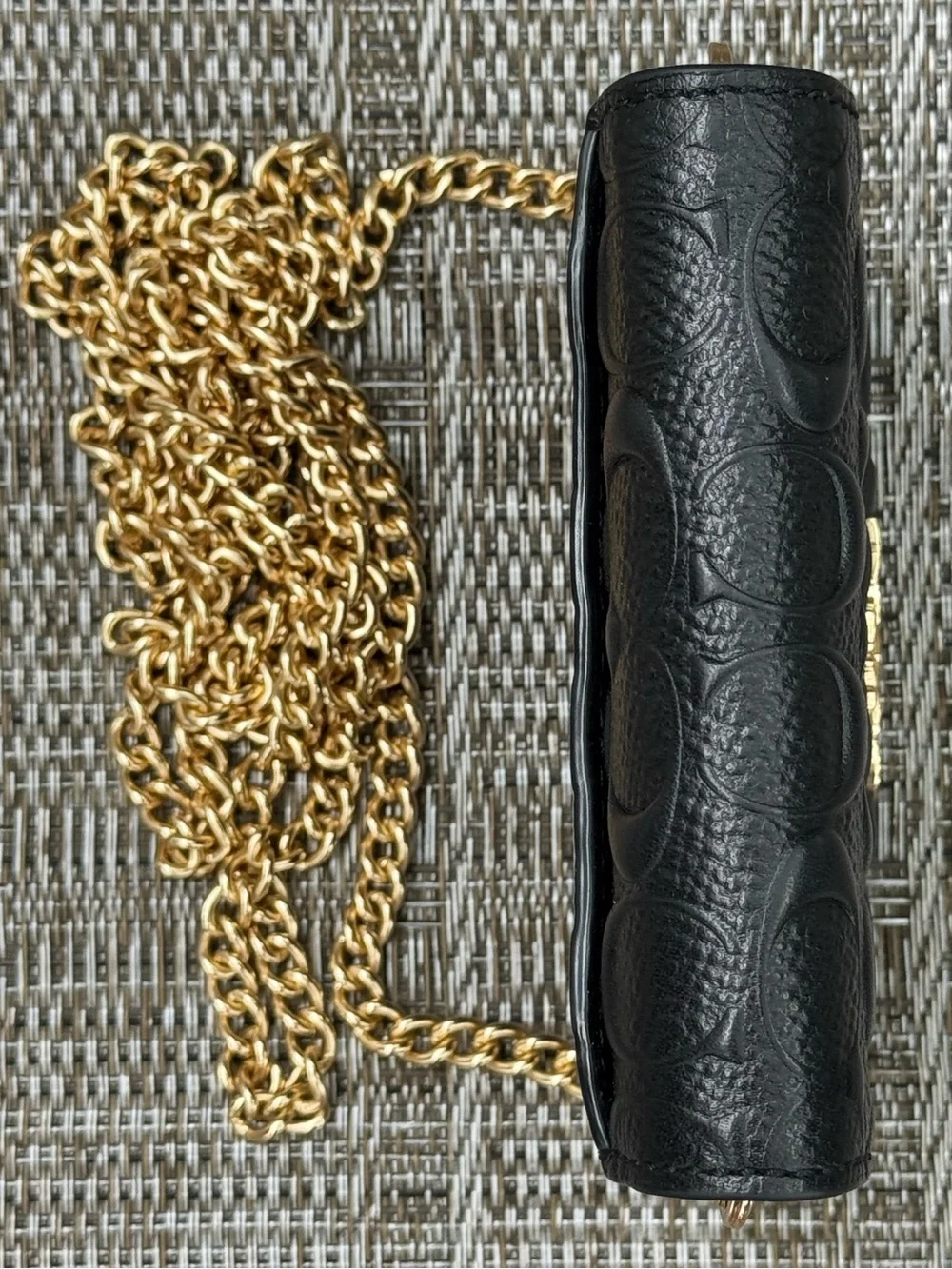 Coach Embossed Mini Wallet On A Chain Black Like New!